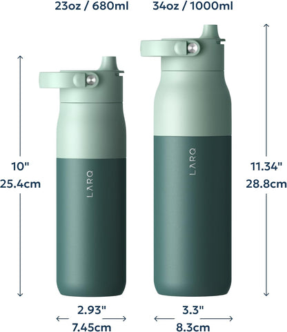LARQ PureVis 2 Self Cleaning Water Bottle - UV Water Purifier with Filter Straw, Smart App Hydration Tracking, Insulated Stainless Steel