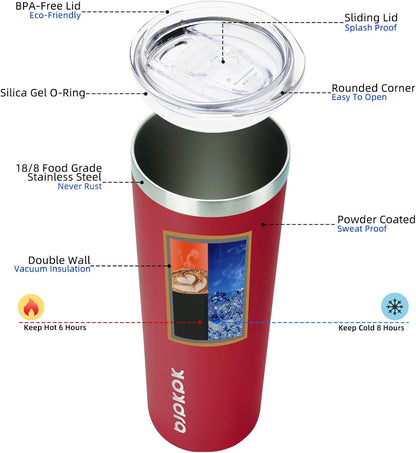 BJPKPK Skinny Tumbler with Lid 20 oz Stainless Steel Vacuum Insulated Double Wall Travel Coffee Water Tumblers Cup,White