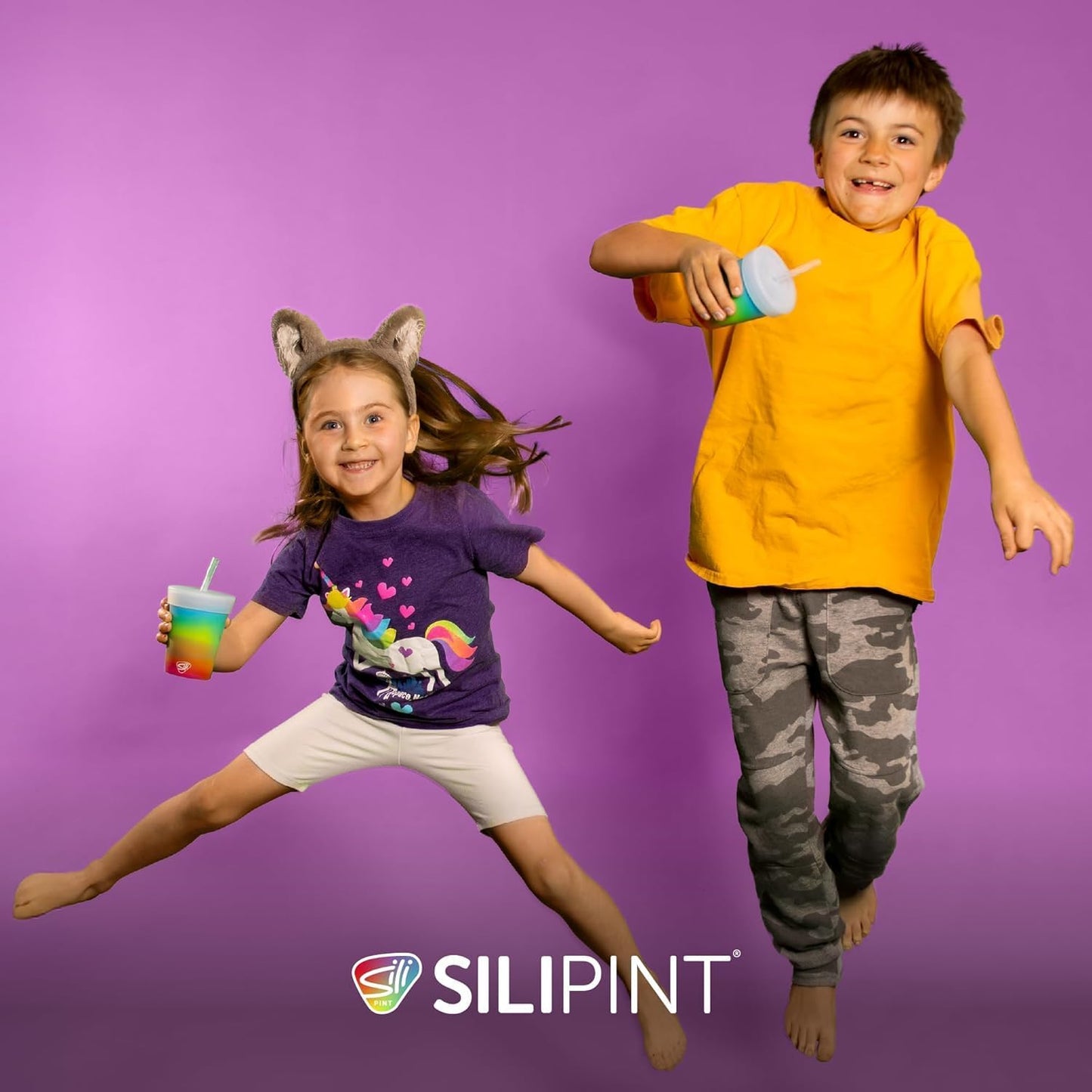 Silipint 8oz Silicone Tumbler with Straw and Lid – Unbreakable, BPA Free, Non-Toxic, Dishwasher, Microwave, Freezer Safe Tumbler Cup – Drinkware for Juice, Smoothies, Coffee (Cool Berry Crush)