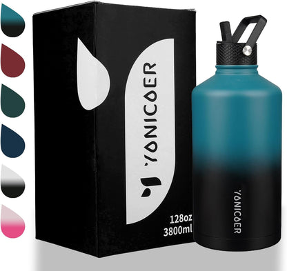 Insulated Water Bottle 40oz,Triple Wall Vacuum Stainless Steel(Dishwasher Safe),Leak Proof & Non-BPA,Flask Jug with Paracord Handle & Straw Spout Lids Sports Cherry Blossom