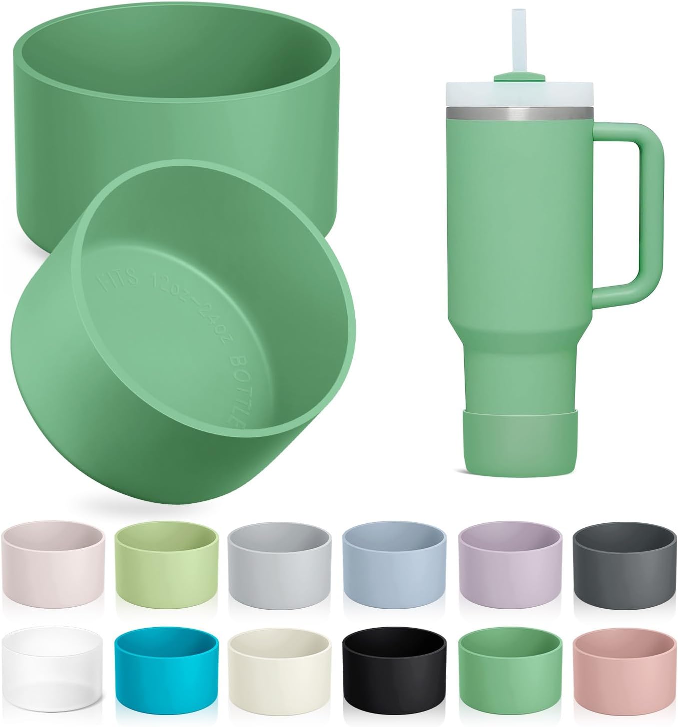 KTKUDY 2-Pack Silicone Boot for Stanley Tumbler 40 30 20 oz & Intended for Hydro Flask 12-24 oz - Cup Boot fit Select Yeti, Simple Modern, Owala Water Bottle - Bottom Cover Accessories Fit Stanley Cup