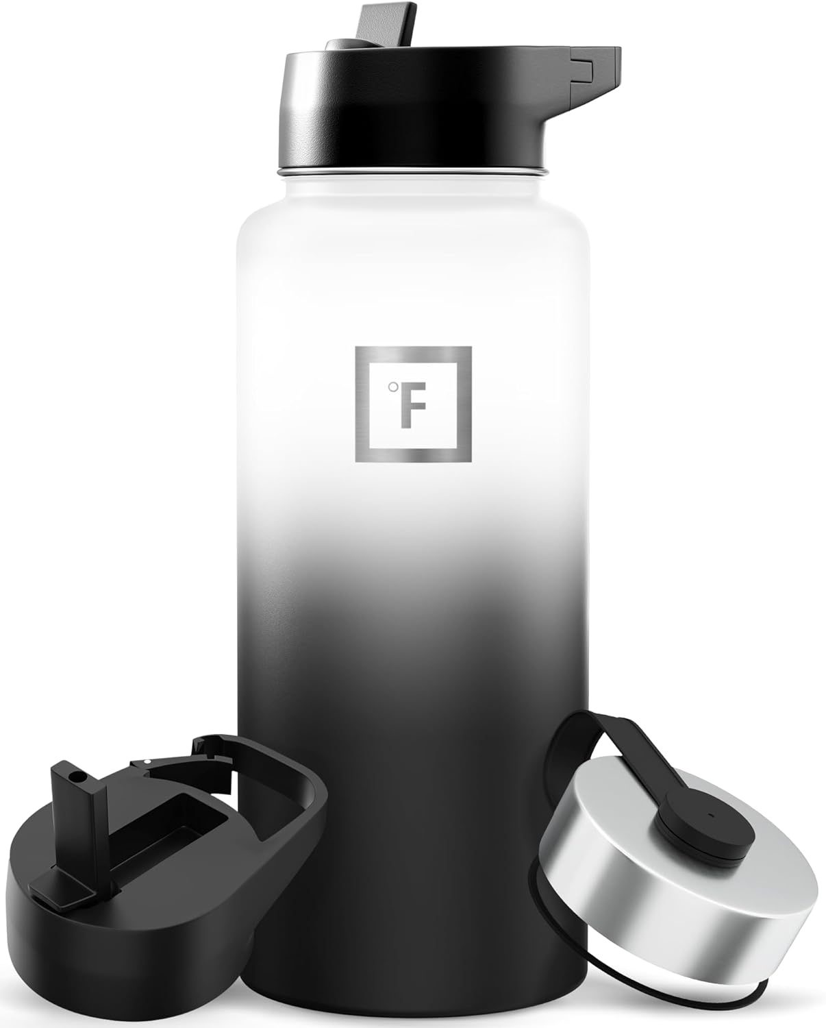 IRON °FLASK Camping & Hiking Hydration Flask with Straw, Wide Mouth Insulated Stainless Steel Sports Water Bottle - 22 oz Aurora