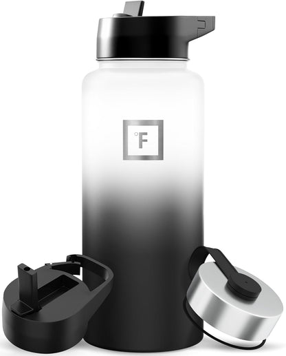 IRON °FLASK Camping & Hiking Hydration Flask with Straw, Wide Mouth Insulated Stainless Steel Sports Water Bottle - 22 oz Aurora