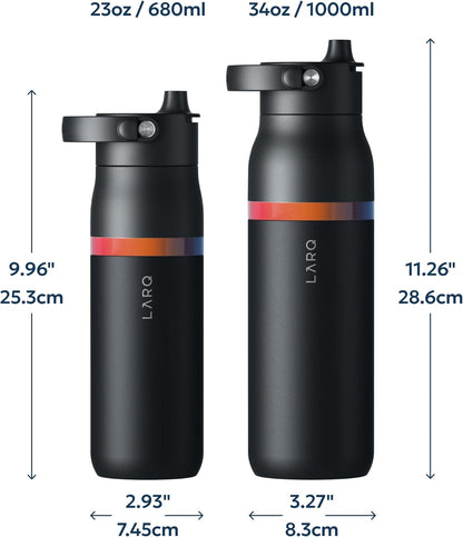 LARQ Swig Top — Insulated Stainless Steel Water Bottle with Straw, Detachable Silicone Handle, Vacuum 24h Cold, BPA-Free Metal Bottle for Gym, Travel, Office, Wide Mouth for Ice — 23 oz, Mojave Dune