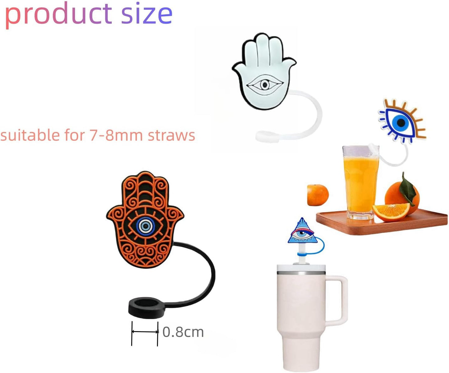 8mm Straw Covers Tips for Stanley Cup, Reusable Drinking STopper, Splash Proof Protector, Cover Cap for Stanley Cup Accessories