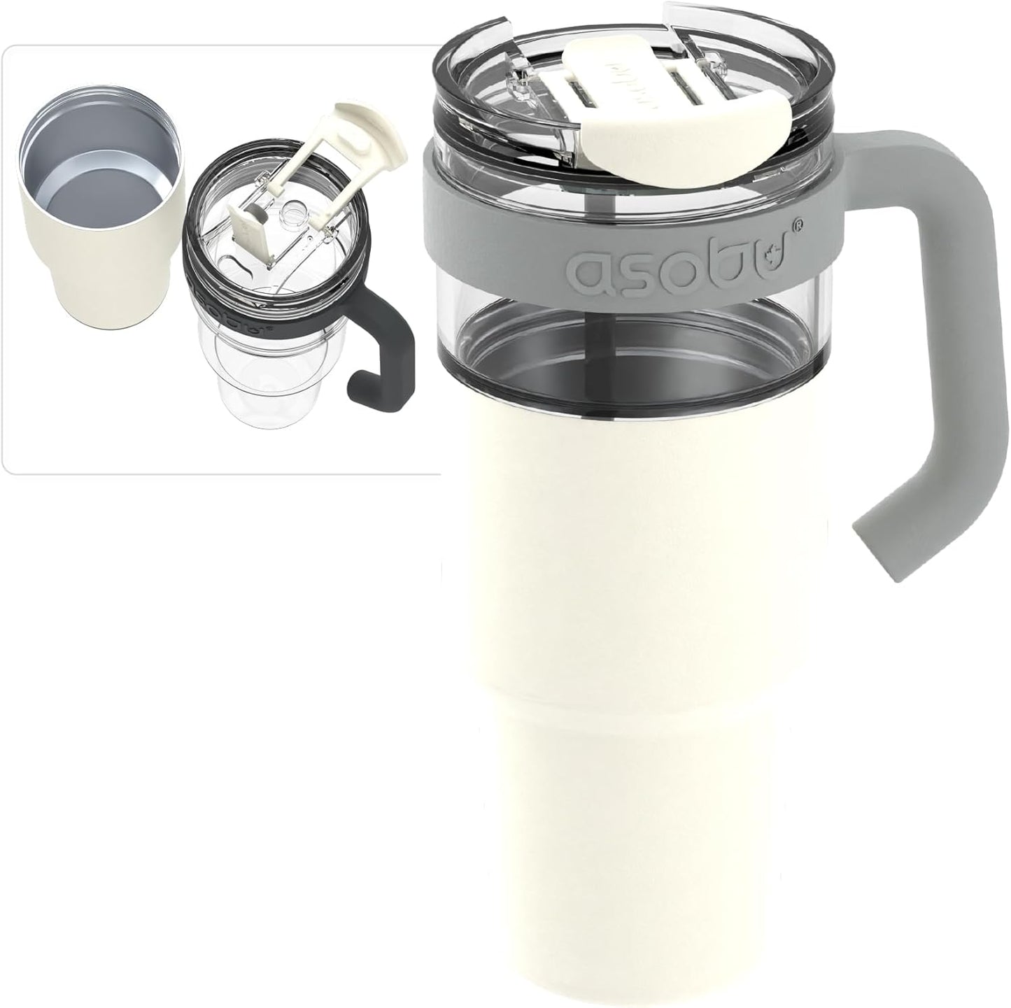 asobu Ultimate Ceramic Travel Mug, 12oz Insulated Stainless Steel Coffee Cup with Handle & Splash-Resistant Lid, Ceramic Lined for Pure Taste, BPA-Free, Double-Wall Vacuum for Hot Drinks