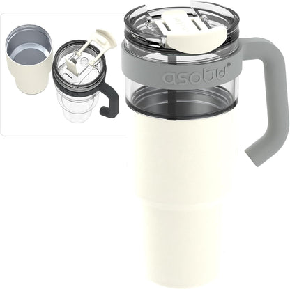 asobu Ultimate Ceramic Travel Mug, 12oz Insulated Stainless Steel Coffee Cup with Handle & Splash-Resistant Lid, Ceramic Lined for Pure Taste, BPA-Free, Double-Wall Vacuum for Hot Drinks