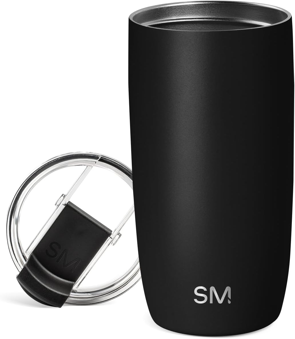 Simple Modern Voyager Tumbler with Flip Lid | Travel Coffee Mug | Insulated Stainless Steel Cold Brew Iced or Hot Coffee Cup | Gifts for Women Men Her Him | 16oz, Almond Birch