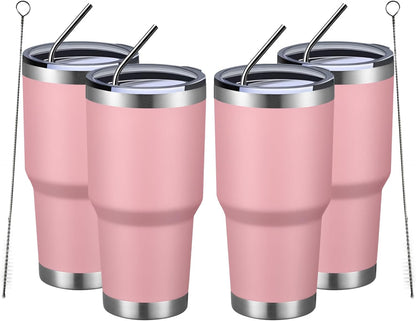MEWAY 30oz Tumbler Double Wall Vacuum Insulated Travel Mug, Stainless Steel Tumbler with Lid, Durable Powder Coated Insulated Coffee Cup for Cold & Hot Drinks (Silver,1 PACK)
