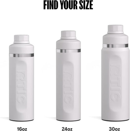 RTIC 24oz Refuel Water Bottle with Workout Protein Shaker, Insulated, Stainless Steel, Metal, Double Wall Vacuum-Insulation, Ceramic Lined, Leak-Proof Chug Lid, Tumbler, Black