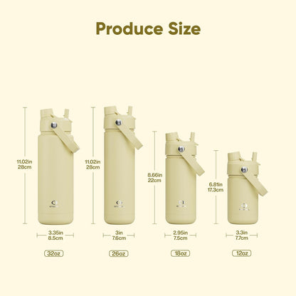 ENCOOL Insulated Water Bottle with Straw Stainless Steel Water Bottle, Leak-Proof, BPA-Free, Double Wall Vacuum Keeps Cold for 24 Hours for Sports, Travel, School (26 oz, Cotton Candy) - Colors D