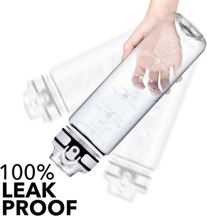 32oz Water Bottle with Time Marker, Motivational Drinking Bottle with Strap, BPA-Free Leak-Proof, Encouraging Water Bottle Time to Drink Water for Gym School Office Travel