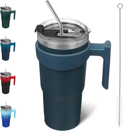 BJPKPK Tumbler With Handle And Straw Lid 40 oz Stainless Steel Insulated Coffee Tumbler Cups For Home, Office or Car,Turquoise