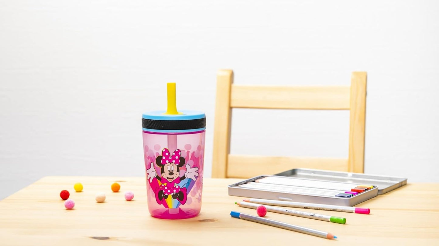 Zak Designs 15oz Bluey Kelso Tumbler Set, Leak-Proof Screw-On Lid with Straw Made of Durable Plastic and Silicone, Perfect Bundle for Kids, 2 Count (Pack of 1) - Colors A