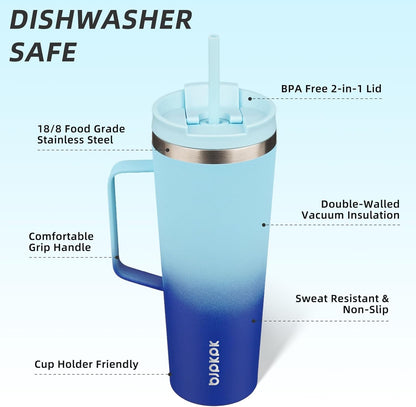 BJPKPK Insulated Tumbler with Handle, 18oz Insulated Tumblers with Lid and Straw, Stainless Steel Metal Water Bottles, Coffee Travel Mugs, Cups, Marshmallow