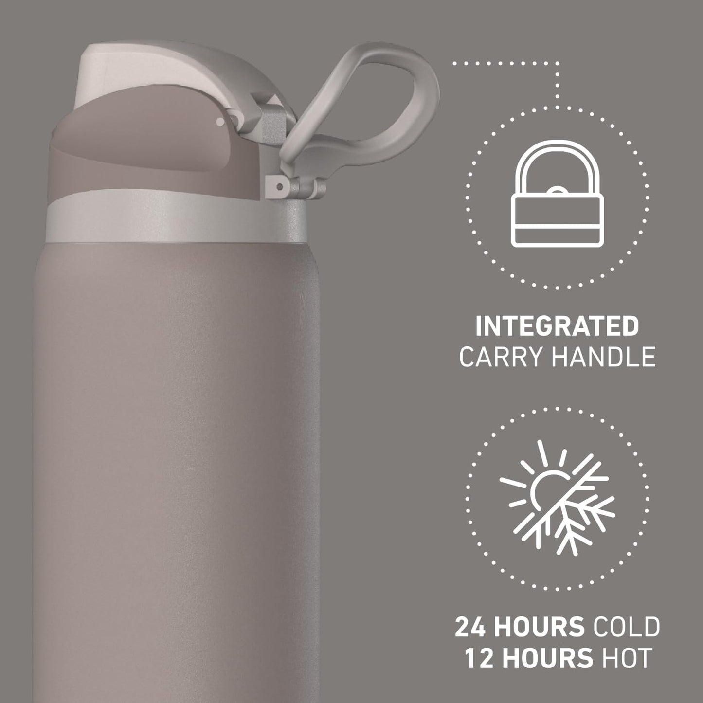 Hydrapeak Oasis 32oz Insulated Water Bottle with Locking Chug Lid & Handle, Leakproof Stainless Steel Travel Tumbler, Great for Gym, Work & Everyday Hydration, Stone 1