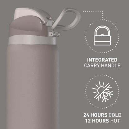 Hydrapeak Oasis 32oz Insulated Water Bottle with Locking Chug Lid & Handle, Leakproof Stainless Steel Travel Tumbler, Great for Gym, Work & Everyday Hydration, Stone 1