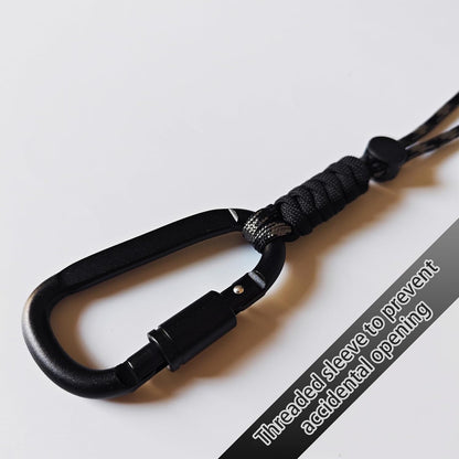 Paracord Keychain/Carabiner Clip - Jaymokes D Ring Metal Hook for Water Bottle, Key, Backpacks and More