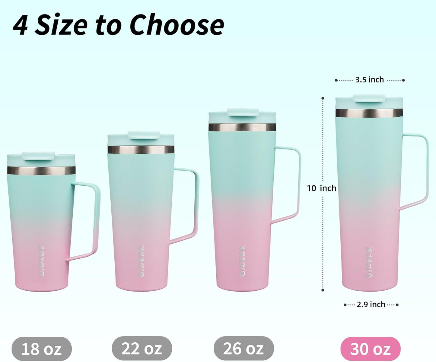 BJPKPK Insulated Tumbler with Handle, 18oz Insulated Tumblers with Lid and Straw, Stainless Steel Metal Water Bottles, Coffee Travel Mugs, Cups, Marshmallow