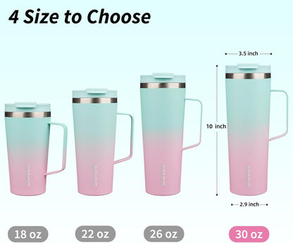 BJPKPK Insulated Tumbler with Handle, 18oz Insulated Tumblers with Lid and Straw, Stainless Steel Metal Water Bottles, Coffee Travel Mugs, Cups, Marshmallow