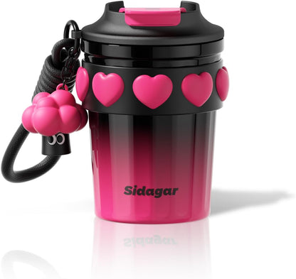 SDGA+ 12 oz Travel Coffee Mug Spill Proof Leak Proof, Stainless Steel Thermal Coffee Cup with Lid, Resuable Cup for Hot and Cold, Portable Tumbler for Women, Light Pink