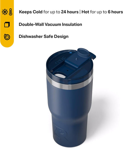 RTIC 20oz Essential Tumbler with Lid, Ceramic Lined, Insulated, Stainless Steel, Metal, Double Wall Vacuum-Insulation, Travel Cup for Iced Coffee, Tea, Hot and Cold Drink, Graphite