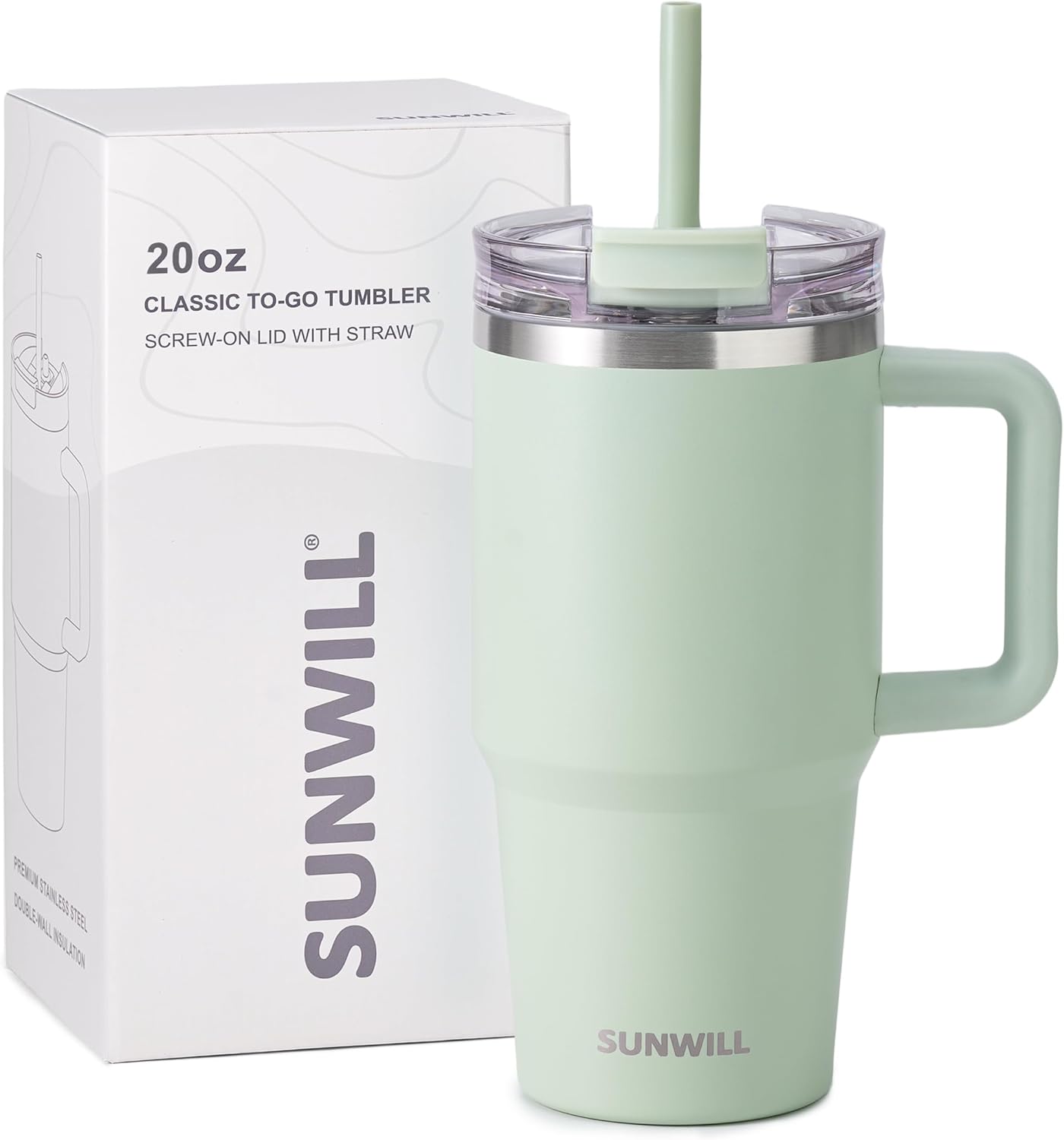 SUNWILL 20 oz Tumbler with Handle and Straw Leak Proof,Travel Coffee Mug with Lid, Stainless Steel Cup Insulated for Office & Gym, Cupholder Friendly, Powder Coated Orchid