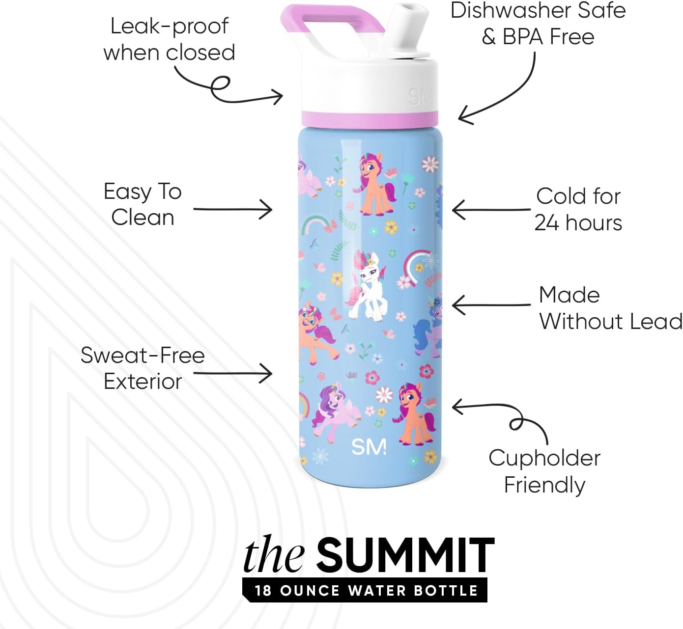 Simple Modern Disney Minnie Mouse Kids Water Bottle with Straw Lid | 14oz Insulated Stainless Steel Kids Tumbler & Spill Proof Toddler Cup for School, Girls, Boys | Summit | Minnie Mouse Fun - Colors A