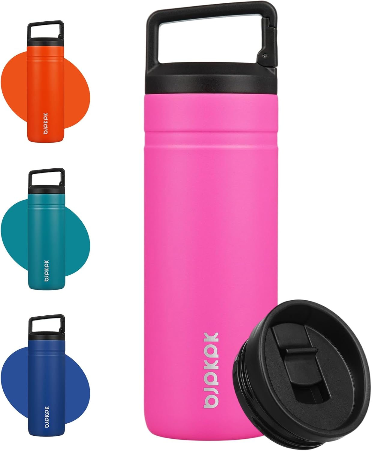 BJPKPK Insulated Water Bottle with 2 Lids,20 oz Double Wall Stainless Steel Vacuum Tumbler Travel Coffee Mug,Wide Mouth Thermal Cup,Haze Blue