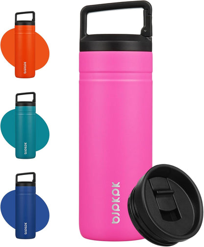 BJPKPK Insulated Water Bottle with 2 Lids,20 oz Double Wall Stainless Steel Vacuum Tumbler Travel Coffee Mug,Wide Mouth Thermal Cup,Haze Blue