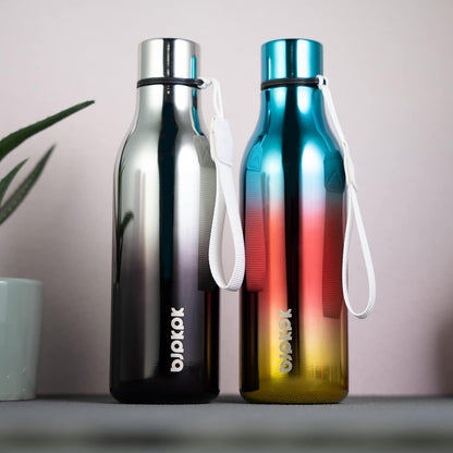 BJPKPK Insulated Water Bottles, 18 oz Stainless Steel Metal Water Bottle with Strap, BPA Free Leak Proof Jugs, Mugs, Flasks, Reusable Thermal Flasks for Sports & Travel, Black - Colors B