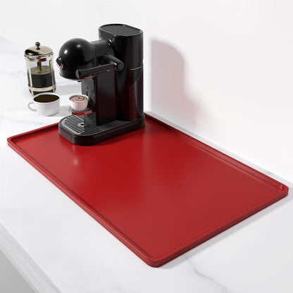 Rnivvi Silicone Coffee Mat, 16" x 24" Waterproof Raised Edge Coffee Bar Mats for Espresso Machine Station Accessories, Heat Resistant Detachable Dish Drying Pad for Kitchen Counter, Dish Rack, Green