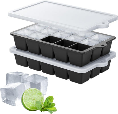 Silicone Ice Cube Tray 3 Pack, HANCELANT Ice Cube Mold, Ice Trays for Freezer with Lid for Whiskey, Baby Food, BPA Free, Easy Release