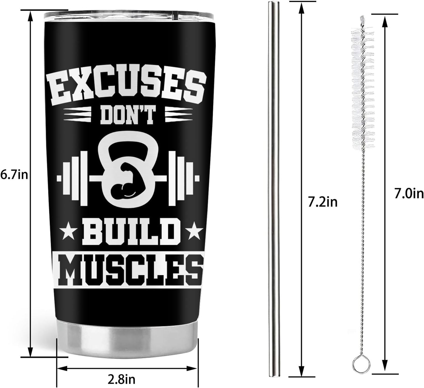 Gym Gifts for Women, Womens Fitness Workout Gifts, 20oz Stainless Steel Insulated Tumbler with Lid & Straw