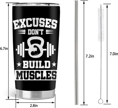 Gym Gifts for Women, Womens Fitness Workout Gifts, 20oz Stainless Steel Insulated Tumbler with Lid & Straw