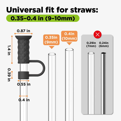 6 Pcs Straw Cover Caps with Suction Base, 0.4in/10mm Straw Toppers for Stanley Cup 30/40 oz, Multicolor