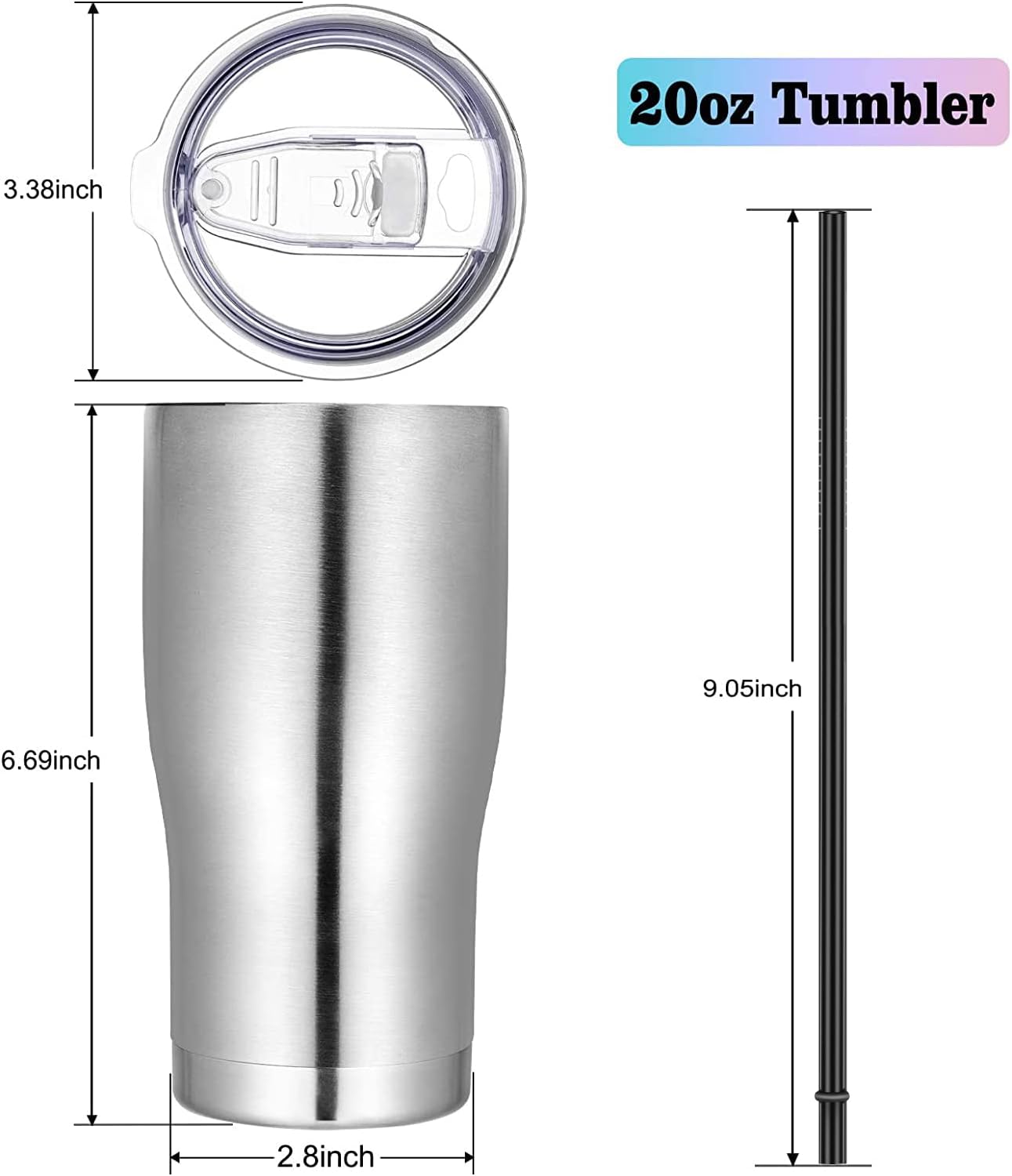 VEGOND 20oz Tumbler Stainless Steel Tumbler Cup with Lid And Straw Vacuum Insulated Double Wall Travel Coffee Mug(Orange 1 Pack)