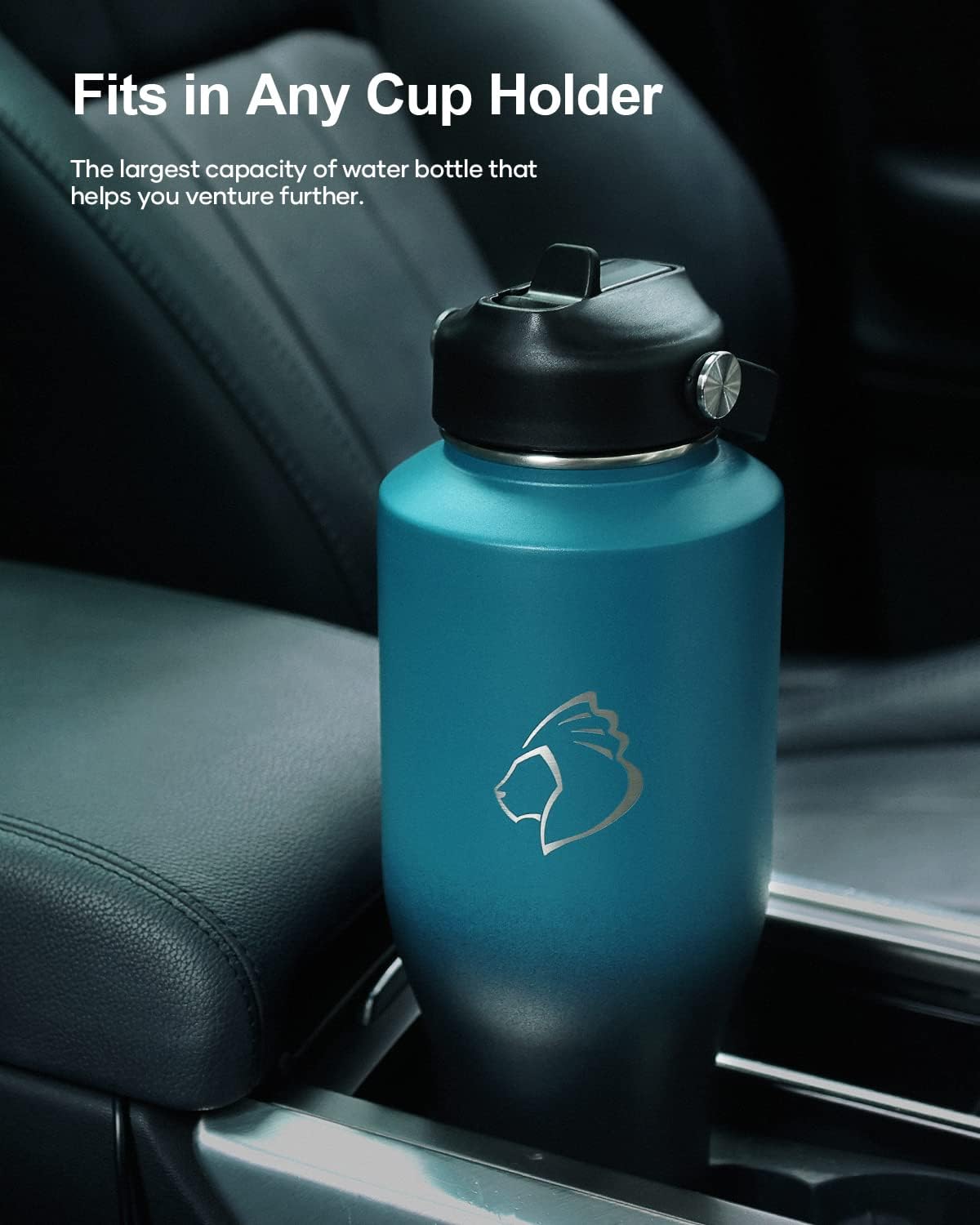 BUZIO 40oz Insulated Water Bottle Fits in Any Car Cup Holders, 40oz Vacuum Insulated Tumbler with Lids and Straw for Water, Travel Mug Cupholder Friendly, Leakproof Keep Cold & Hot, Indigo Crush