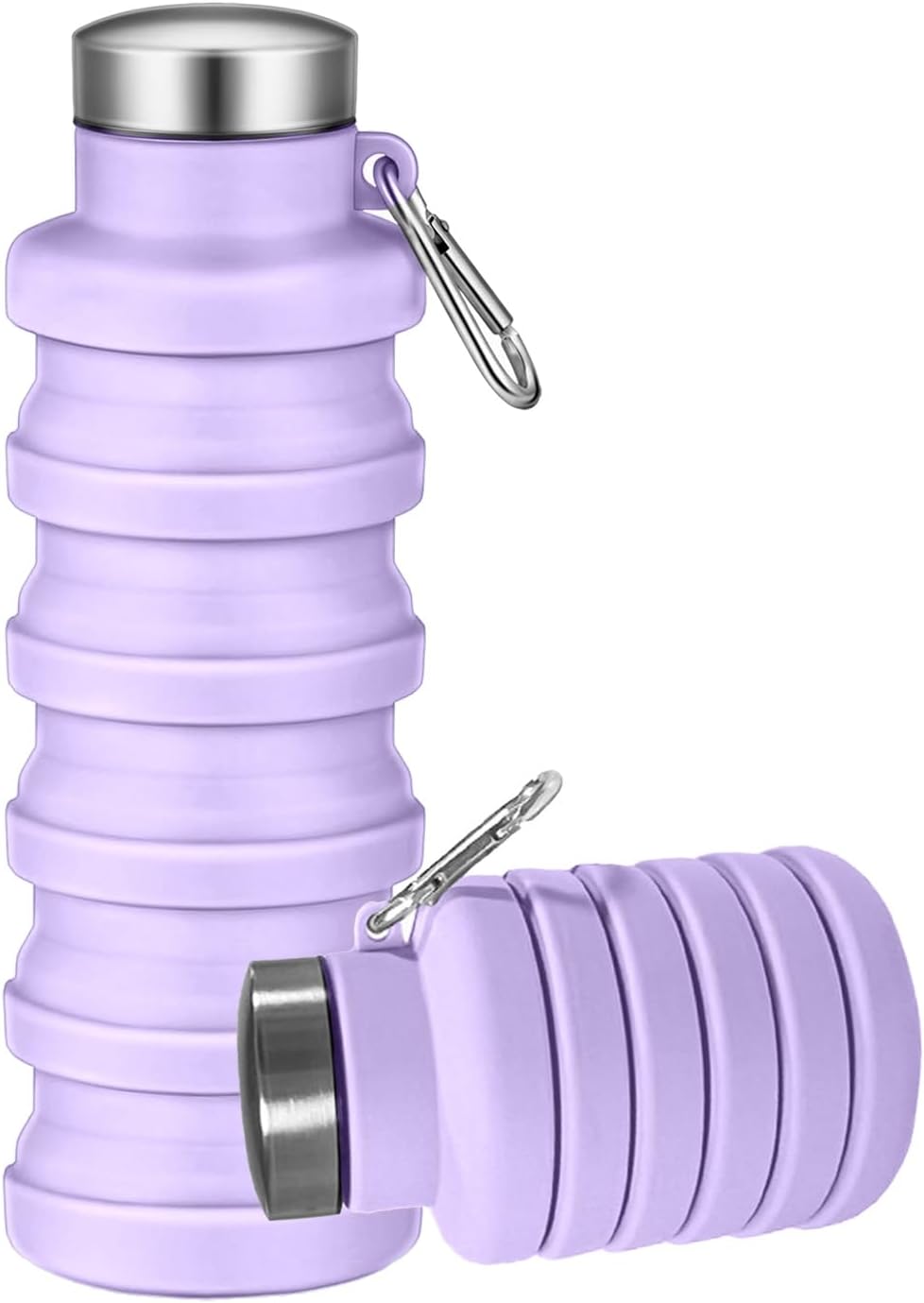 Collapsible Water Bottles,16oz Capacity Portable Reusable Silicone Water Bottle,Leak-proof,with buckle,foldable storage,Lightweight Durable for Fitness,Cycling,Sports,Camping,Hiking (Deep Black)