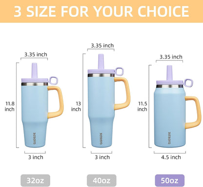 BJPKPK 50oz Insulated Tumbler with Handle Stainless Steel Travel Coffee Mug with Lid Reusable Large Water Bottle with Straw,Sky