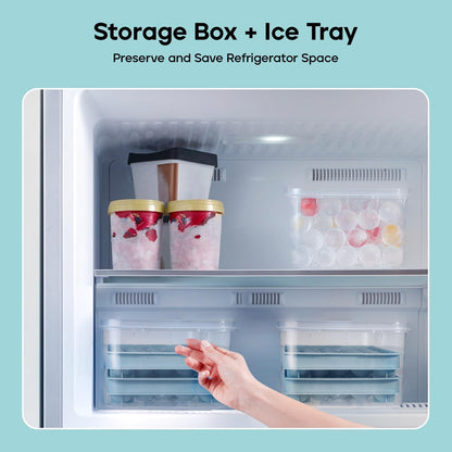 Ice Cube Tray with Lid and Bin – Round Ice Cube Trays for Freezer, BPA-Free Food-Grade Ice Mold, Stackable Ice Ball Maker, Iced Bucket Kits, Circle Ice Tray for Cocktails, Whiskey, Coffee, and Drinks