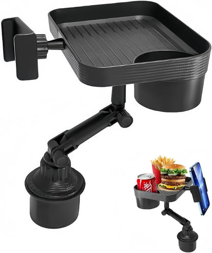 Vehicle-Mounted Multifunctional Water Cup Holder Tray Black Adjustable Cup Holder Dining Plate Expandable Bracket Storage Space-Saving