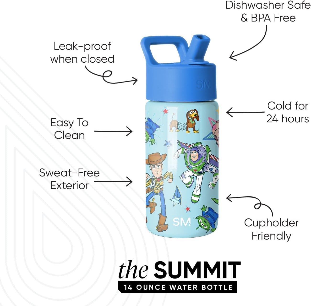 Simple Modern Disney Minnie Mouse Kids Water Bottle with Straw Lid | 14oz Insulated Stainless Steel Kids Tumbler & Spill Proof Toddler Cup for School, Girls, Boys | Summit | Minnie Mouse Fun - Colors B
