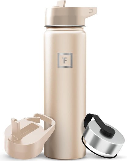 IRON °FLASK Camping & Hiking Hydration Flask with Straw, Wide Mouth Insulated Stainless Steel Sports Water Bottle - 22 oz Aurora