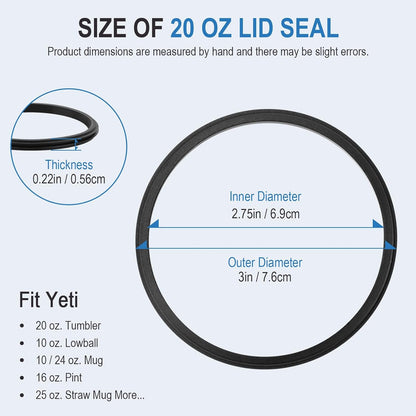 Replacement Gaskets for Yeti Stainless Steel Insulated Tumbler Mugs, 20 oz Tumbler Lid Seals Fit for Yeti Cup Lid, Silicone Tumbler Lid Gaskets O-Ring Replacement for Rambler - 6 Pack