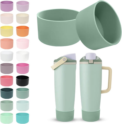 2PCS Silicone Boots for Owala 30oz & 40oz FreeSip Sway Bottles & Tumblers – Non-Slip, Scratch-Resistant, Stability Enhancer for Owala Accessories (Eucalyptus Green) - Colors A