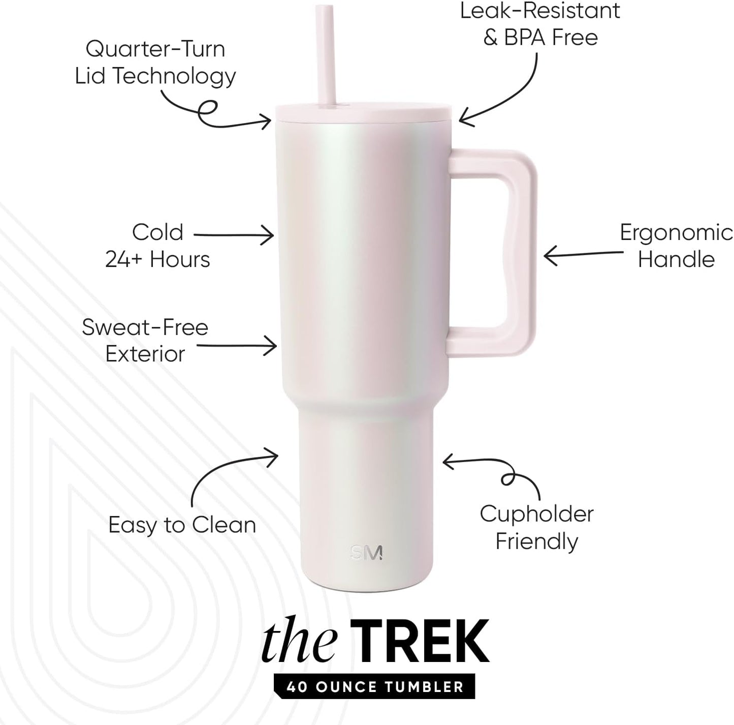 Simple Modern 40 oz Trek Tumbler with Handle and Straw Lid | Cup Holder Friendly Insulated Stainless Steel Travel Mug | Sea Glass Sage - Colors A