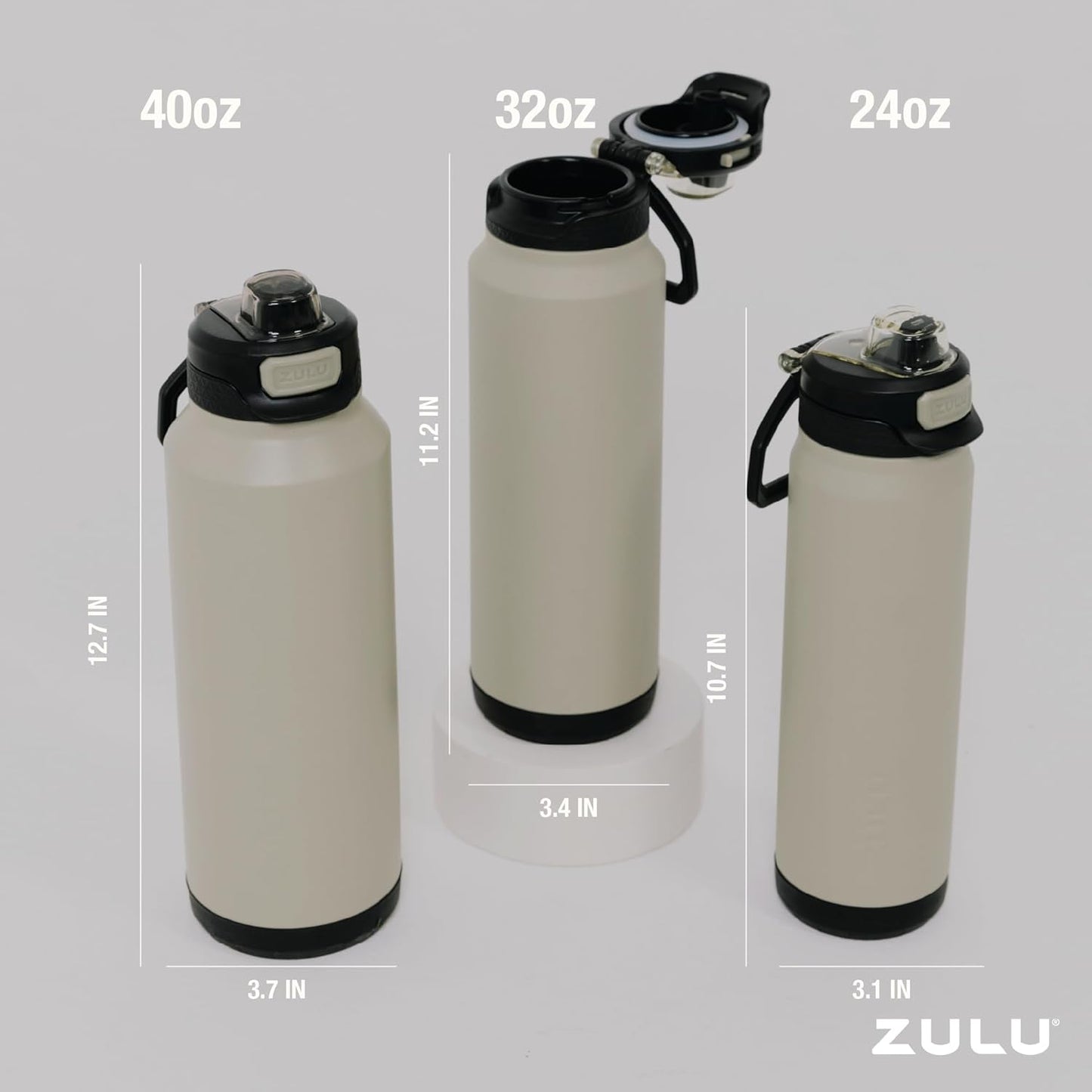 ZULU Powerfill Pro 32oz Stainless Steel Water Bottle with Quick Fill Lid, Triple Walled Vacuum Insulated Metal, Leak Proof Locking Lid, Sip and Chug, Reusable BPA Free, High Tide
