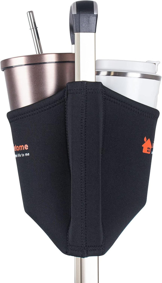 simpletome Luggage Travel Cup Holder Hands-Free Drink Caddy Attachment Drinks Carrier for Drink Beverages Coffee Mugs (Grey)