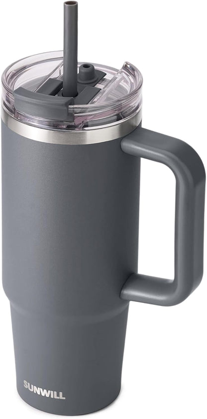 SUNWILL 20 oz Tumbler with Handle and Straw Leak Proof,Travel Coffee Mug with Lid, Stainless Steel Cup Insulated for Office & Gym, Cupholder Friendly, Powder Coated Orchid